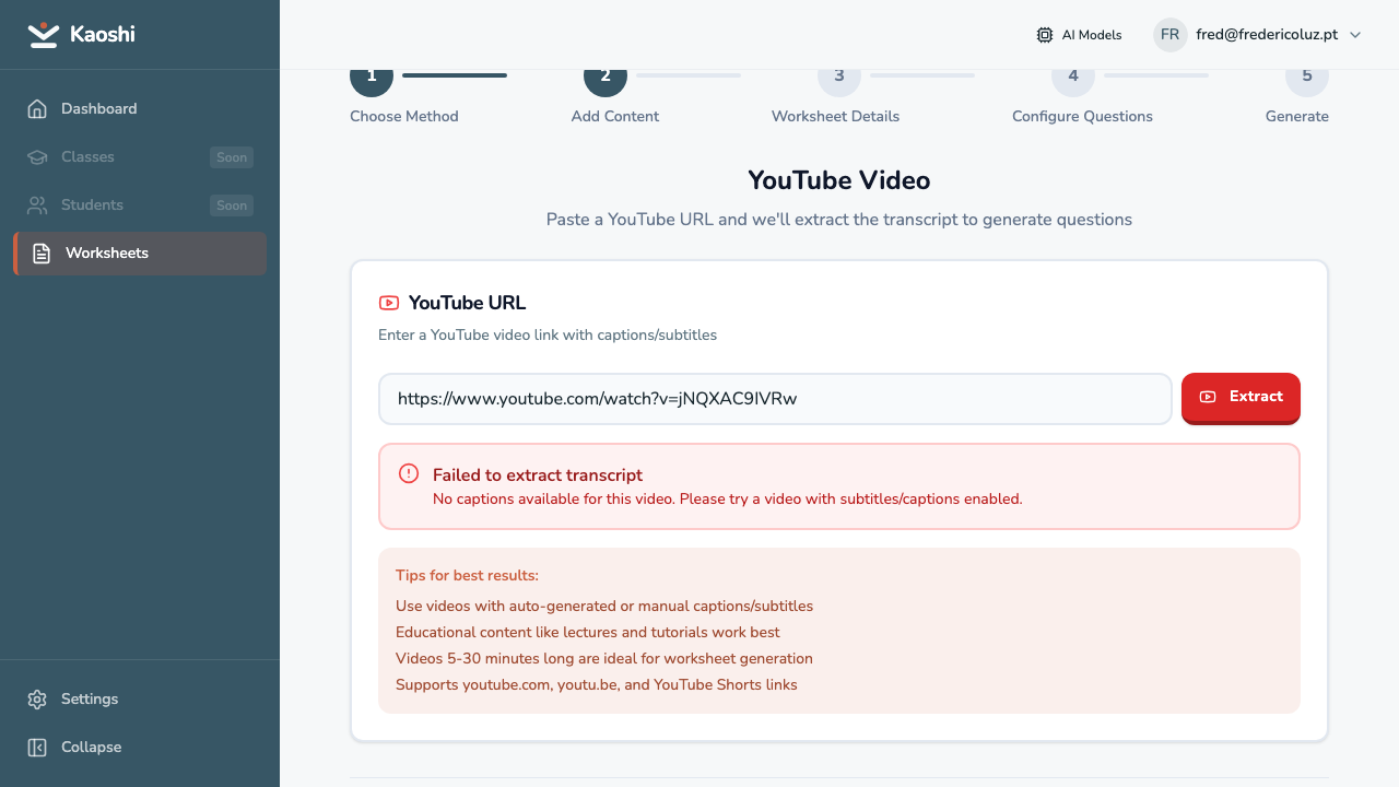Kaoshi generation flow